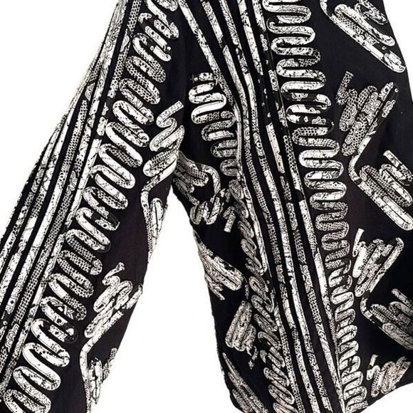 Chico's Women's Open Front Blazer Jacket Overlay Design Mock Neck Black Size 1 - Picture 2 of 6